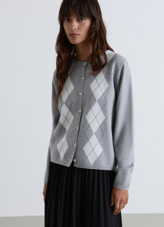 Argyle pattern cardigan with buttons