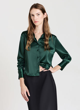 Camicia crop simil satin