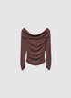 T-shirt con spalle scoperte e arricciature - XS