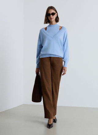 Pantaloni wide leg effetto scamosciato