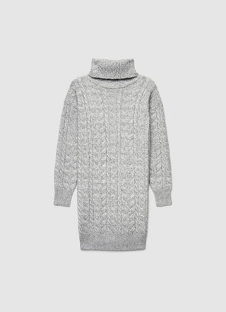 Strickkleid mit Rollkragen und Zopfmuster