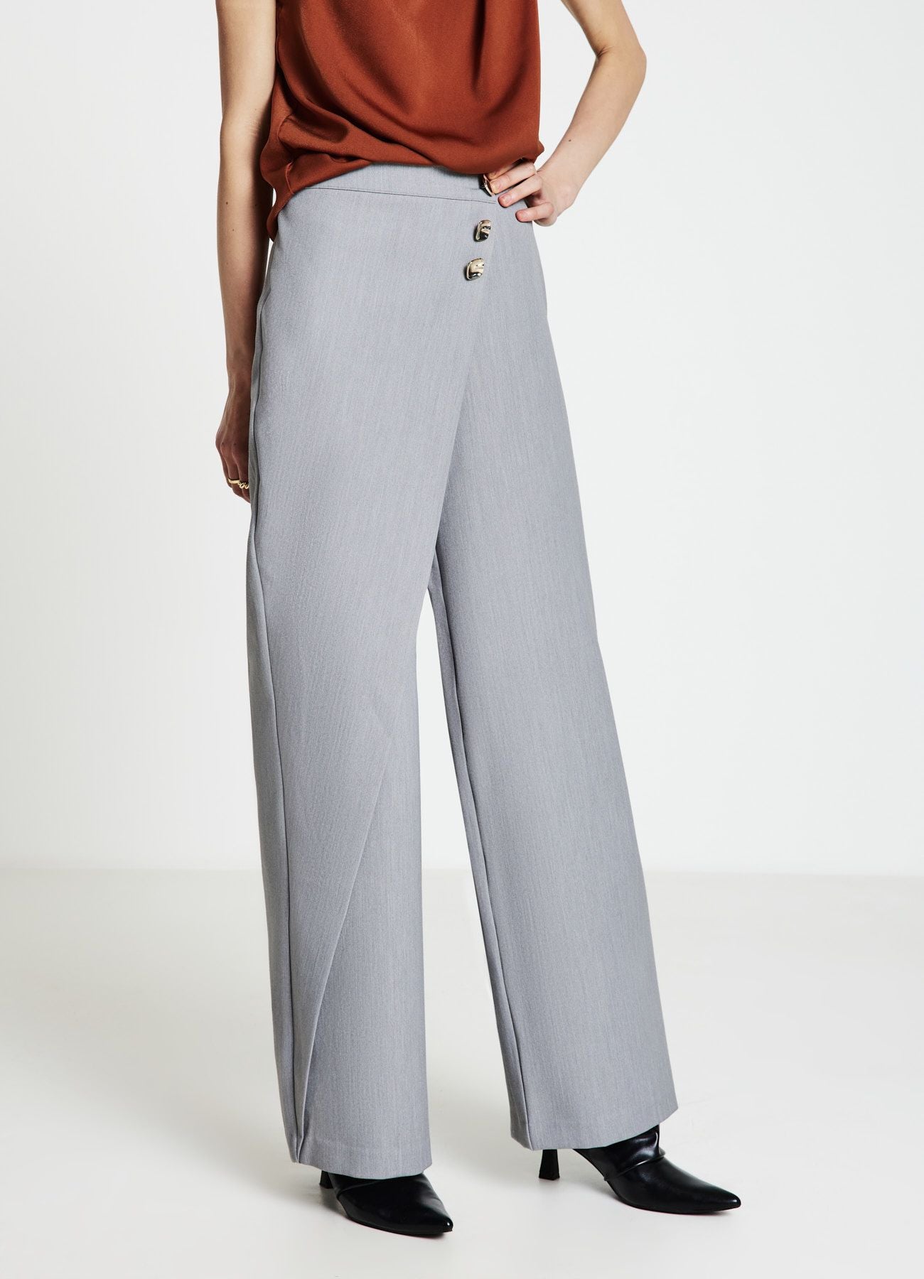 パンツ ORIMI WRAP SHORT SLACKS GRAY Wrap trousers SAB0078785001S3542 – Calliope