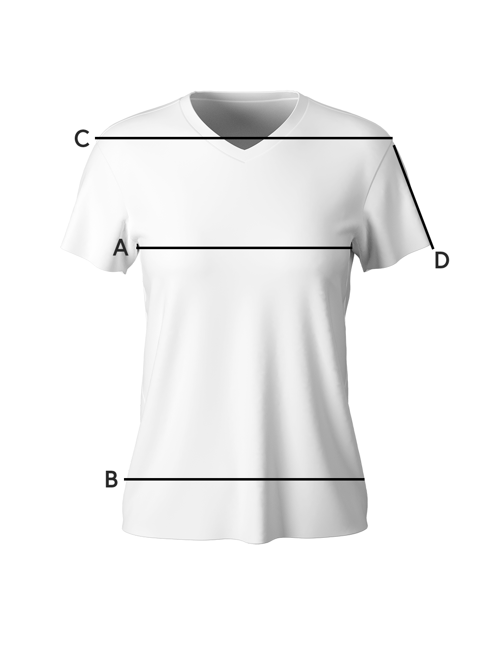 Przewodnik po punktach pomiarowych - T shirt MC Donna