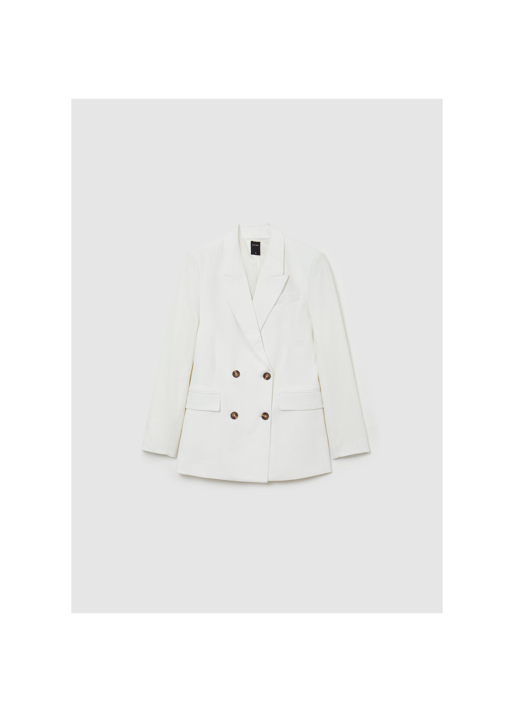 Double-breasted jacket white wool | Calliope