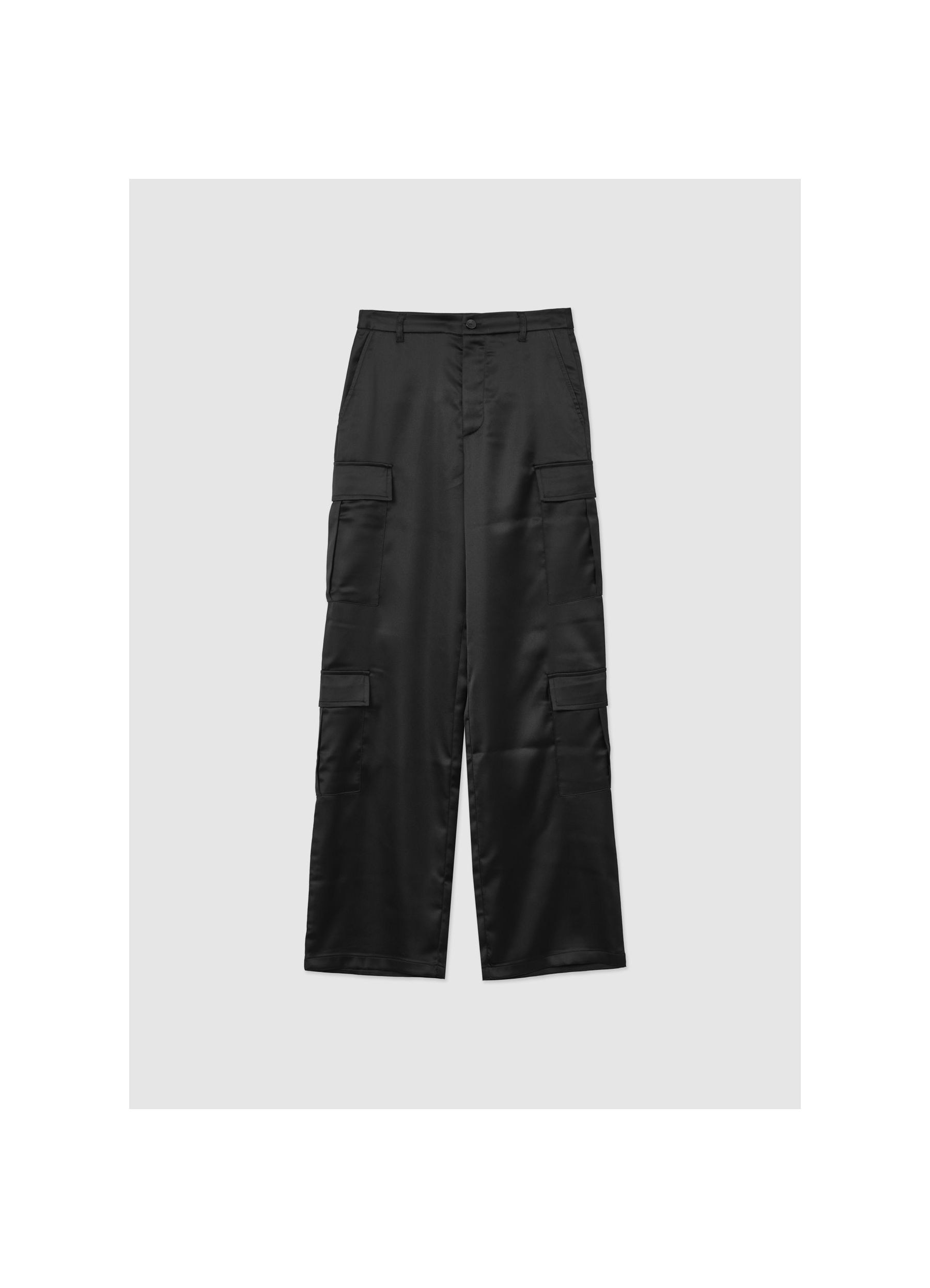 Satin-effect cargo trousers ultrablack | Calliope