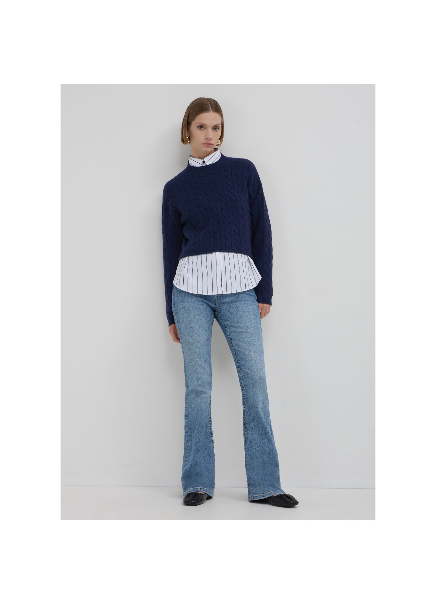 Crop cable knit jumper blue | Calliope
