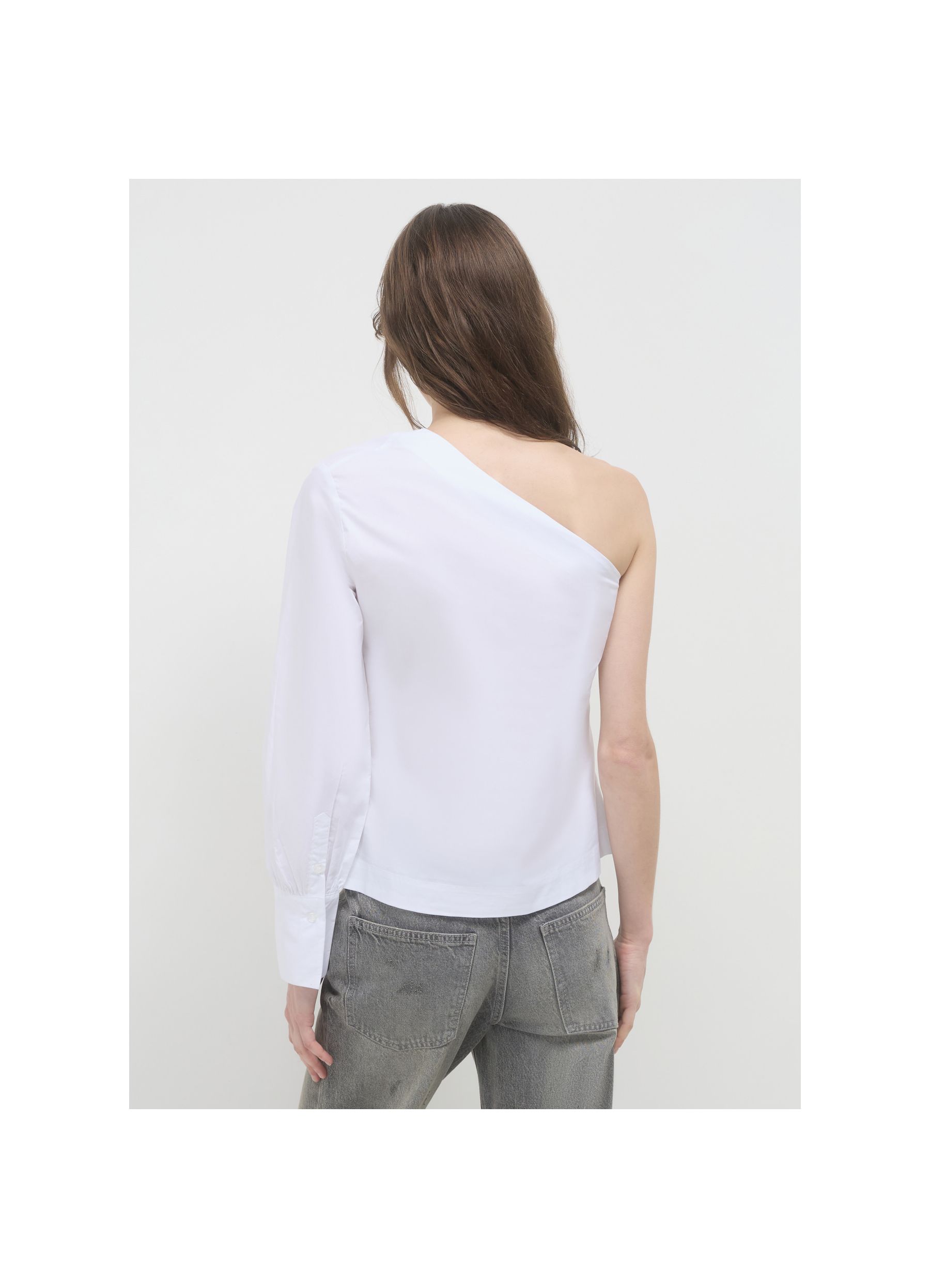 【sheller】flare cuffs one shoulder shirt sheller flare cuffs one shoulder shirt