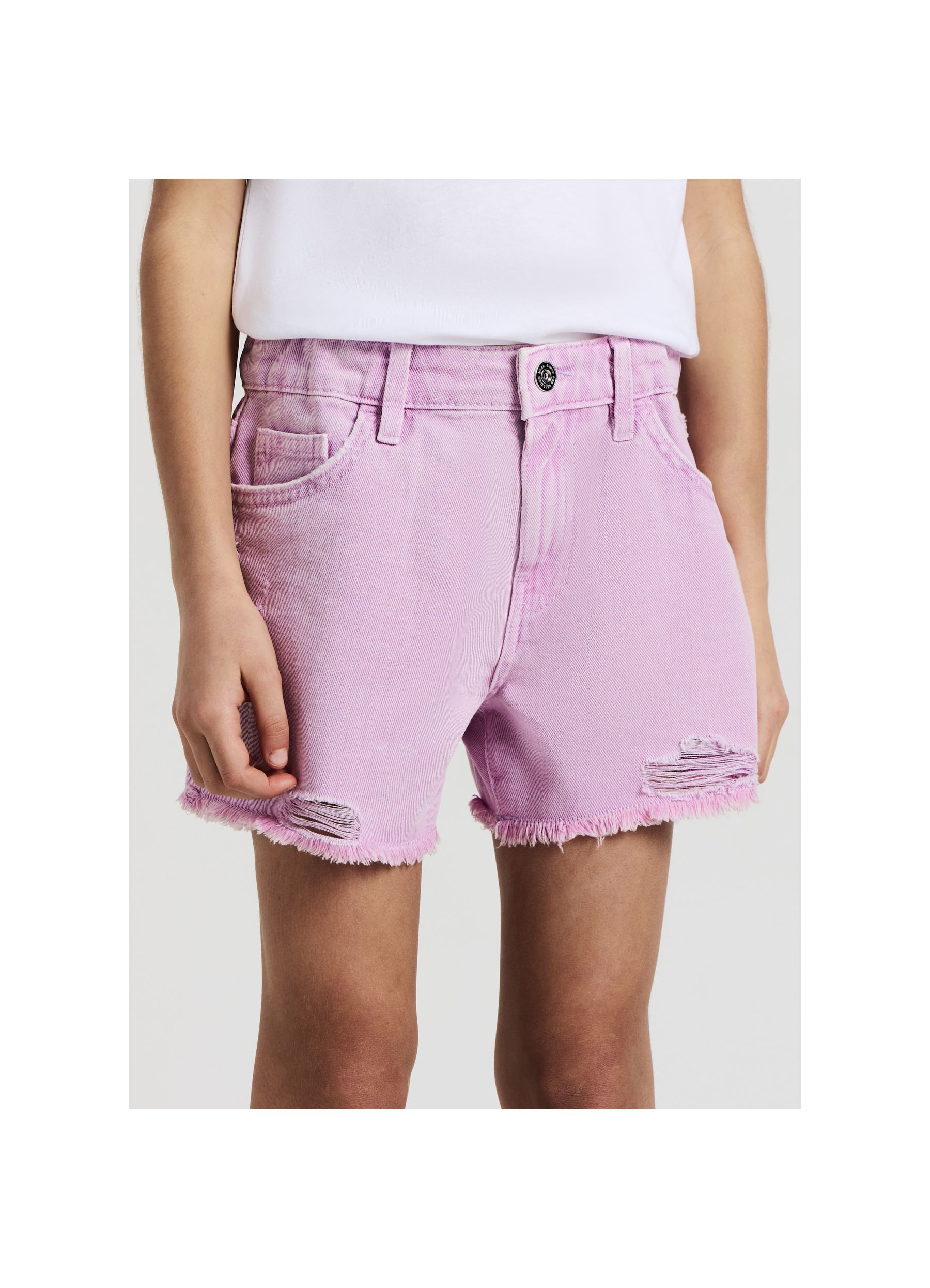 【yumi】　CLANE DAD SHORT PANTS Mom shorts with tears ligth middle lilac | Calliope