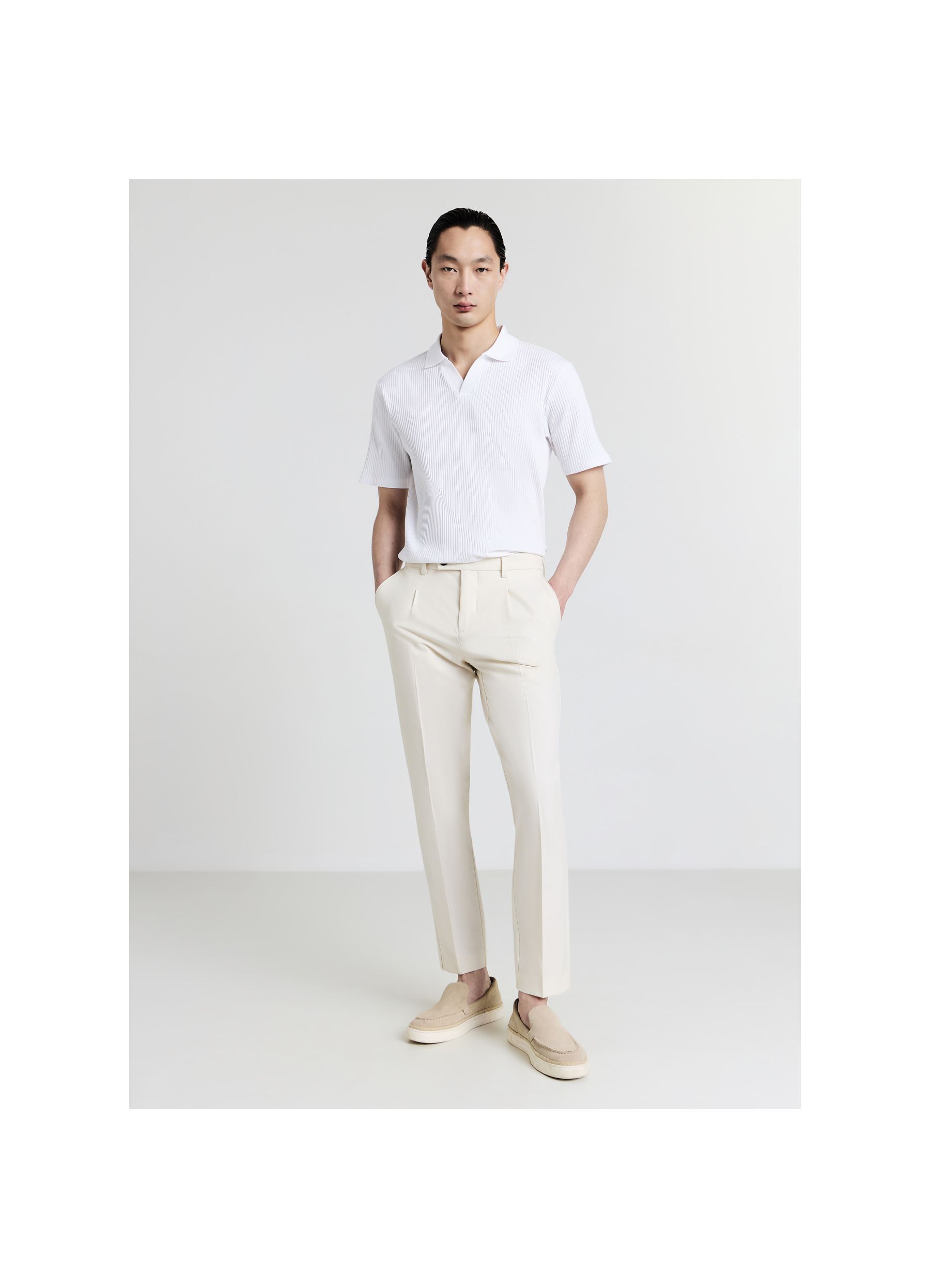 Ribbed polo shirt optical white | Calliope