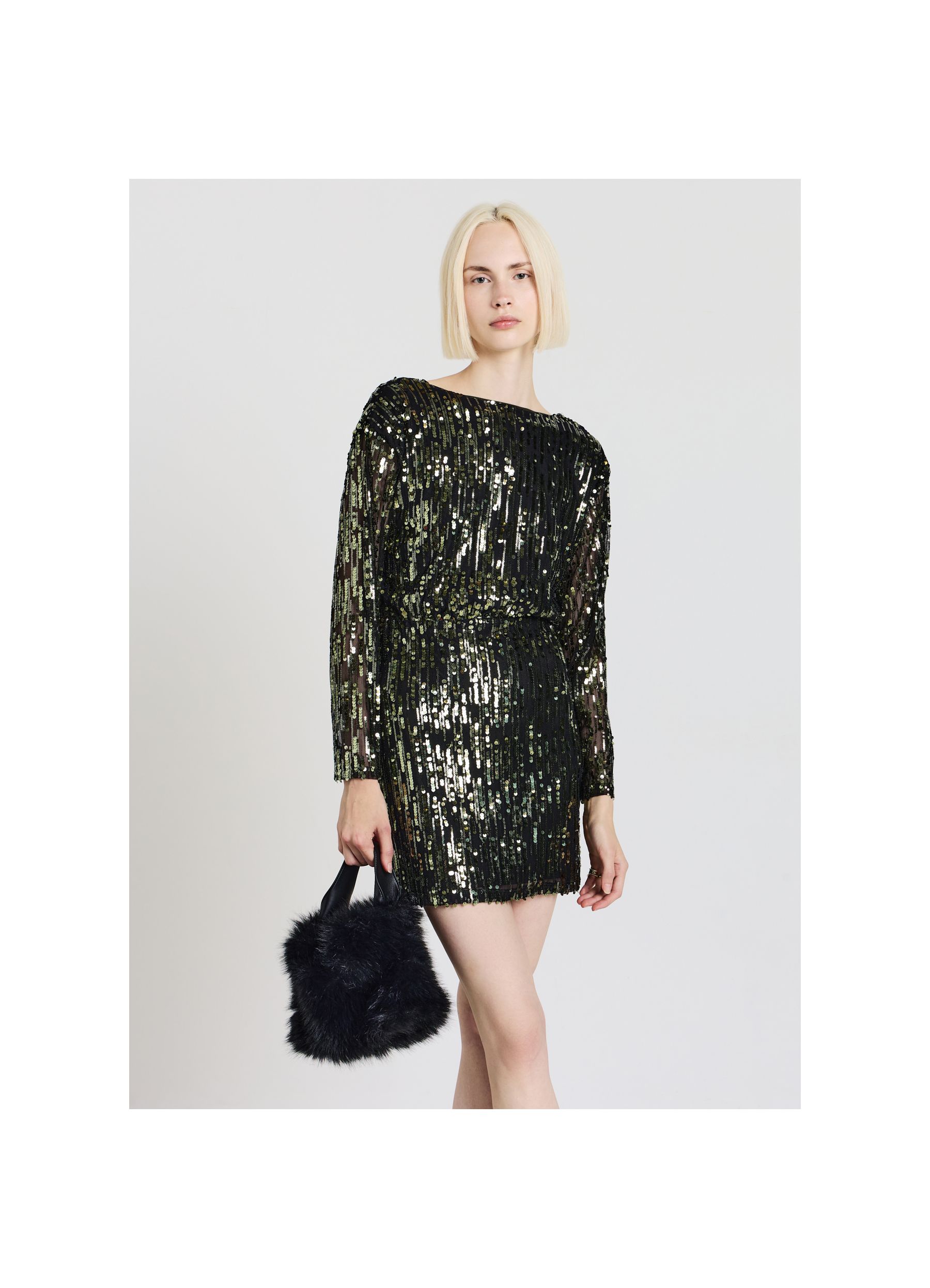 sequin dress with shawl