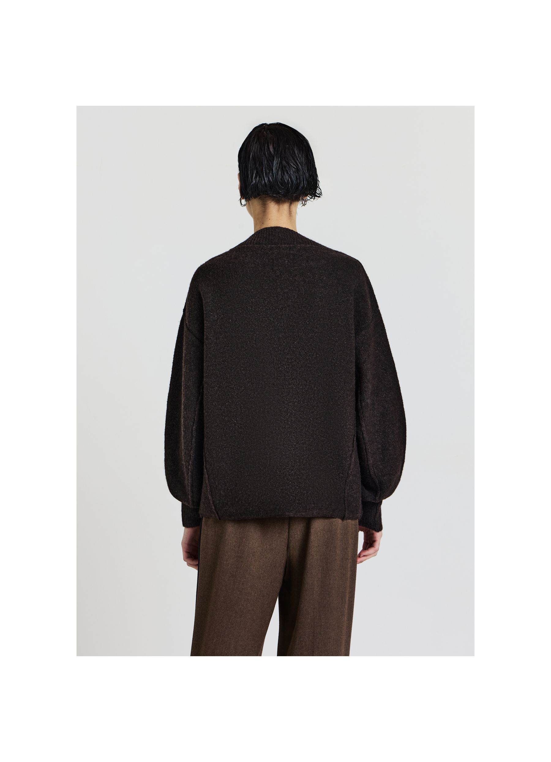 V-neck cardigan with buttons brown dark melange | Calliope