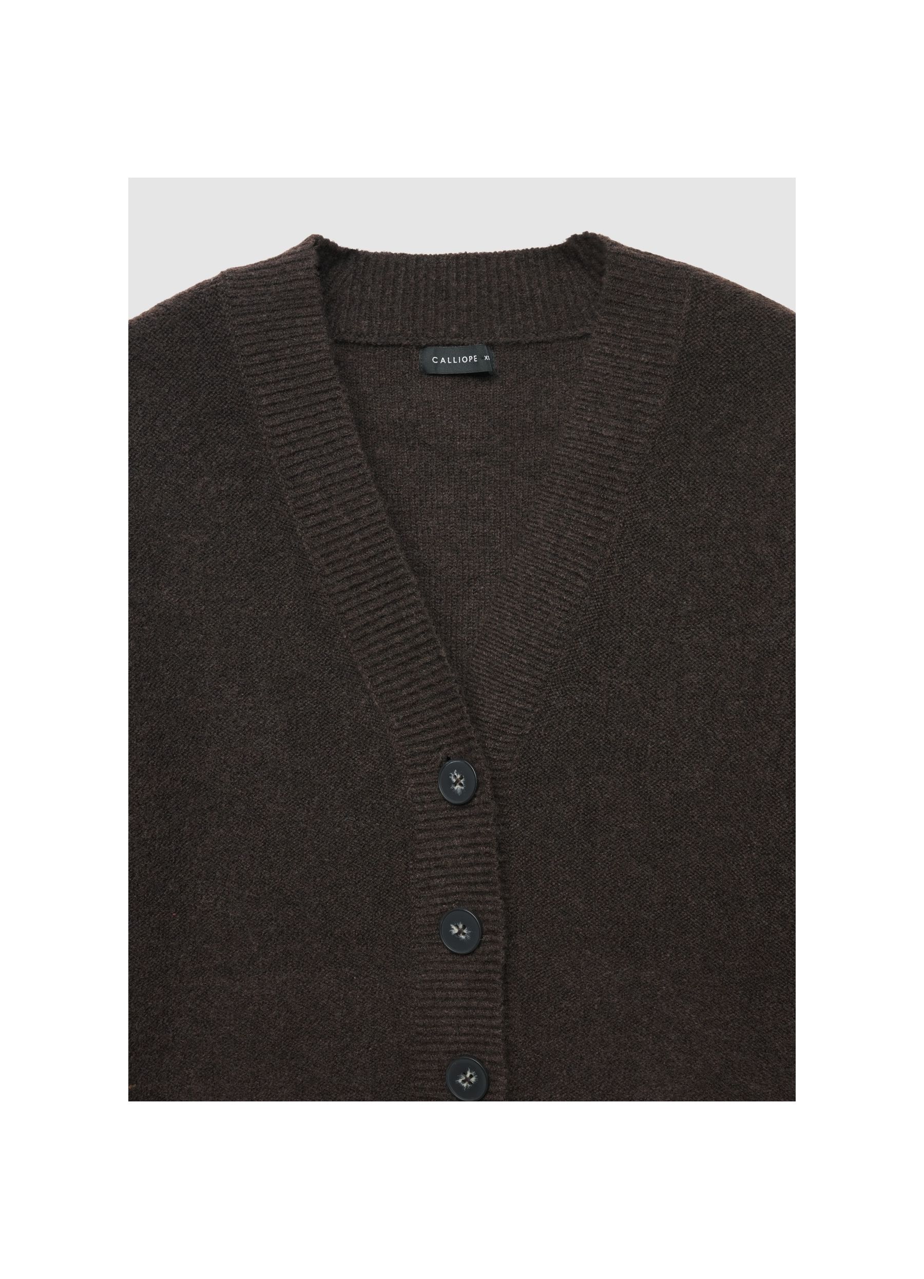 V-neck cardigan with buttons brown dark melange | Calliope