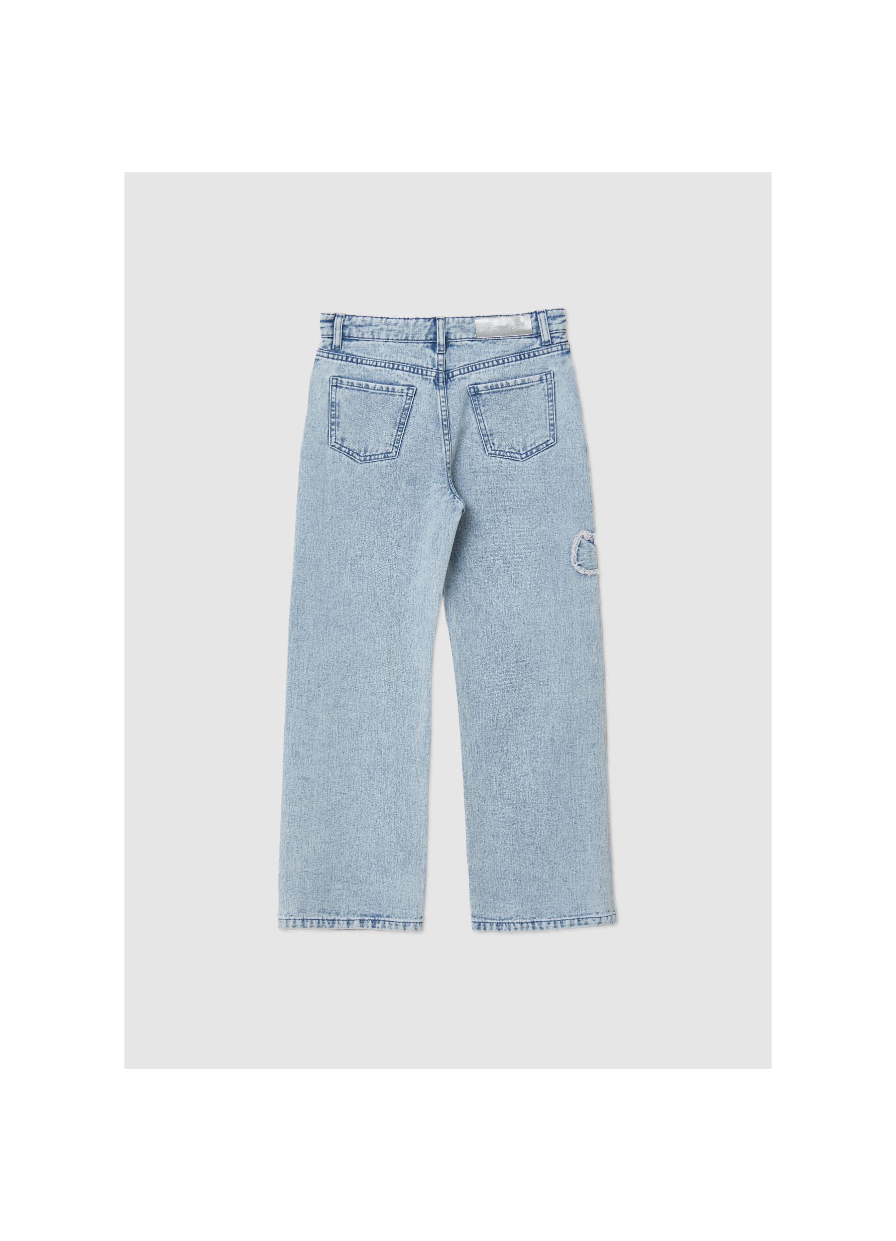 Jeans con applicazione fiocco blu denim chiaro | Calliope