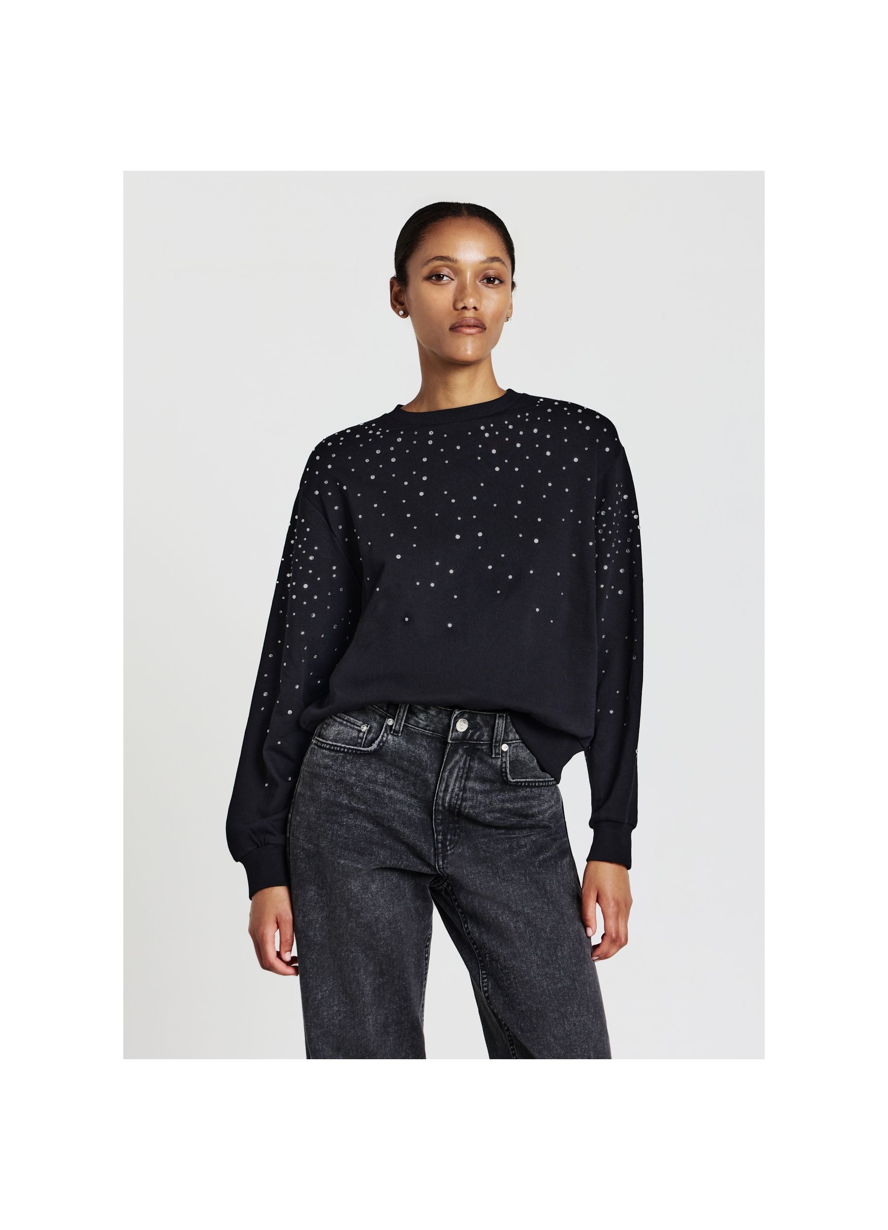 Sweatshirt with rhinestones ultrablack | Calliope