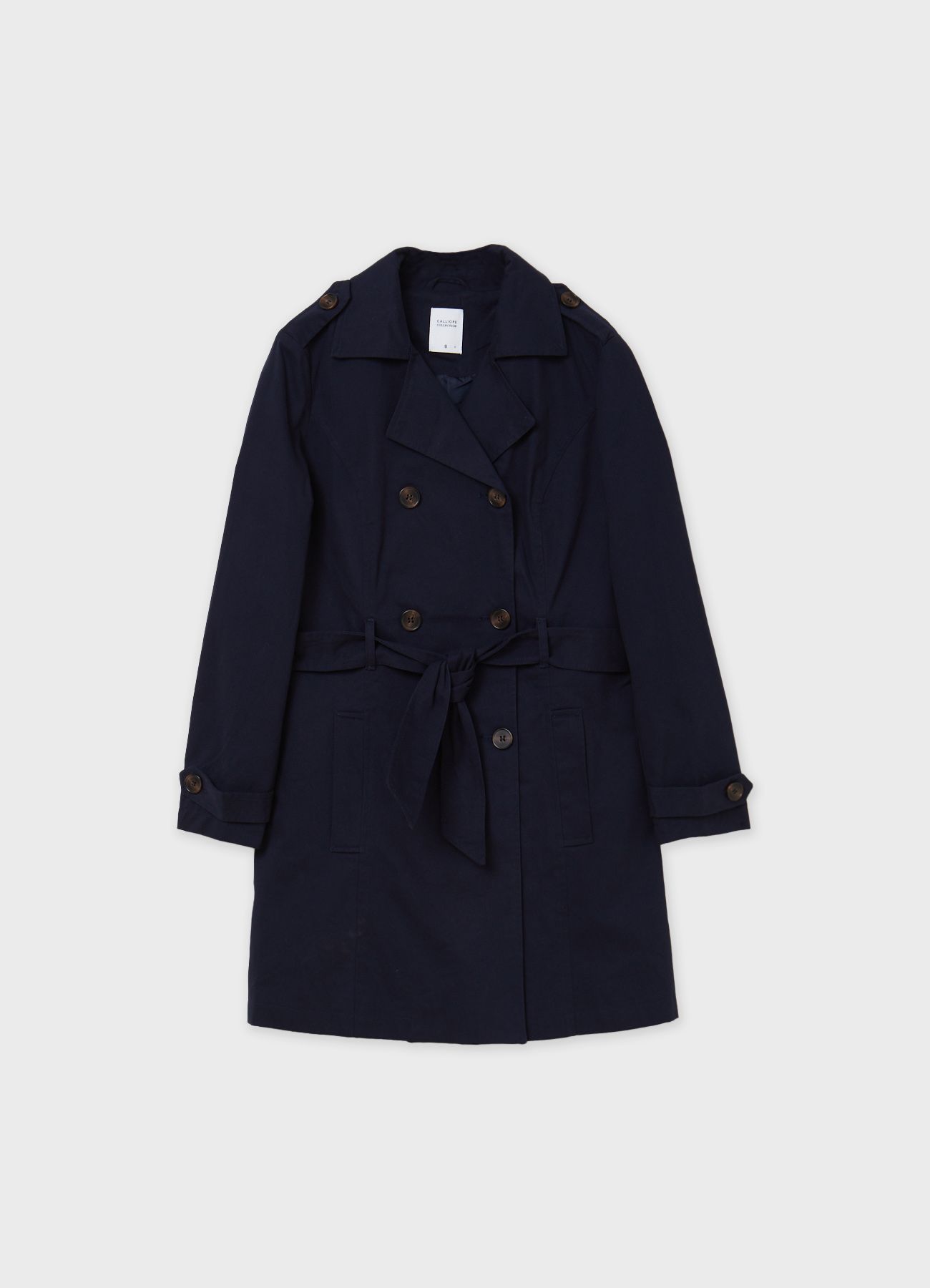 ワンピース BELT FLARE LONG COAT BLU/S Timeless Elegance – Women's Classic Trench Coat - Awra