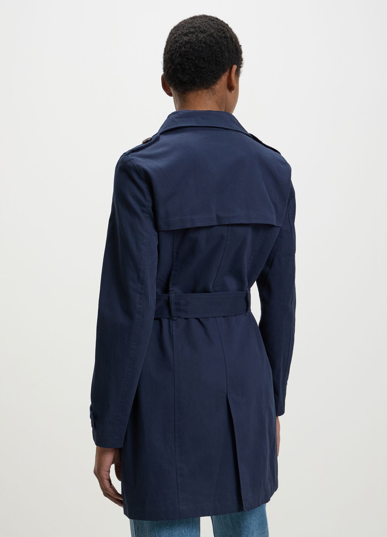 ワンピース BELT FLARE LONG COAT BLU/S Timeless Elegance – Women's Classic Trench Coat - Awra