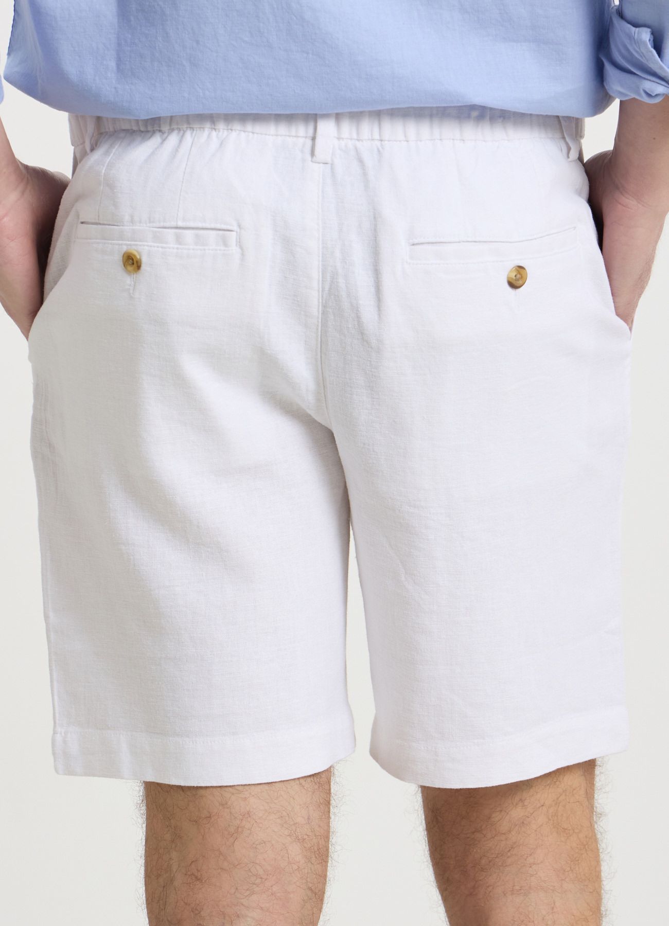 Linen-blend bermuda shorts optical white | Calliope