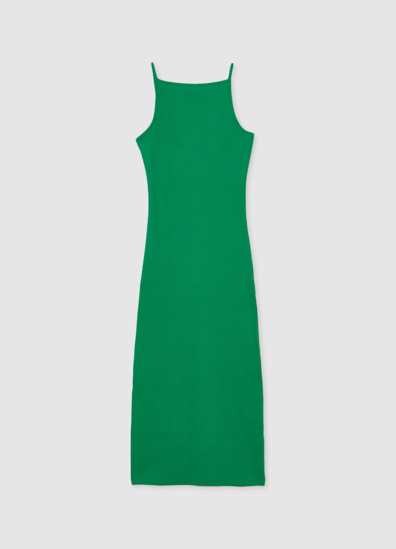 Ribbed cotton sheath dress green lawn | Calliope