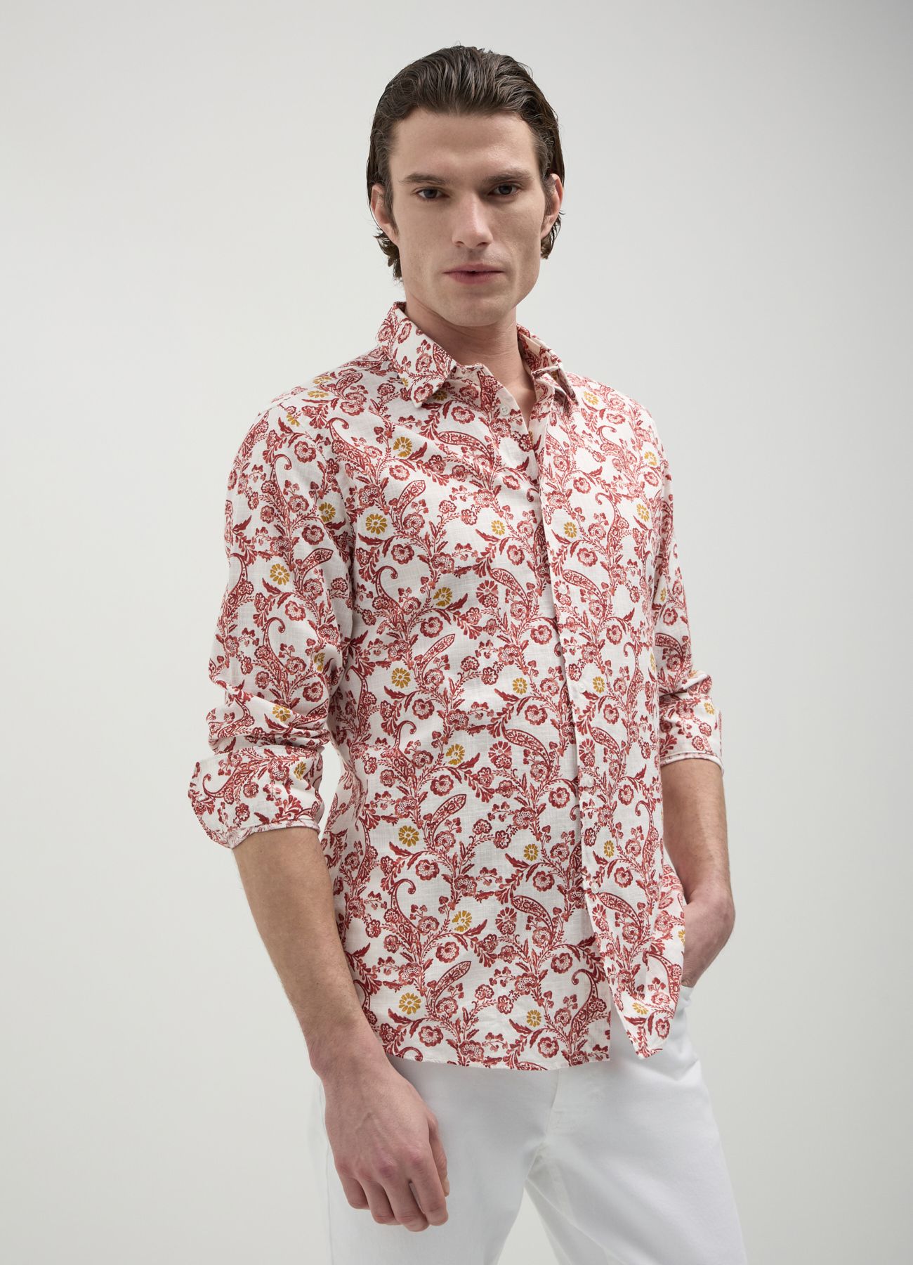 Camicia fantasia cashmere rosso fuoco | Calliope