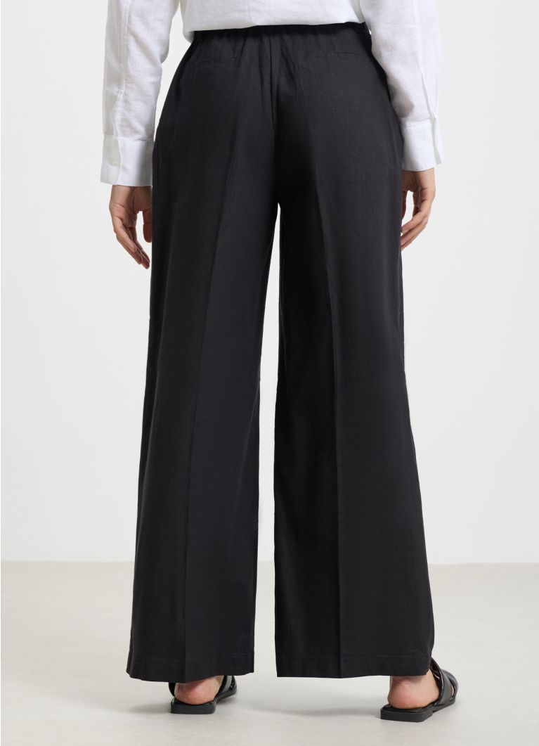 Pantalone Palazzo lino nero ultrablack Calliope