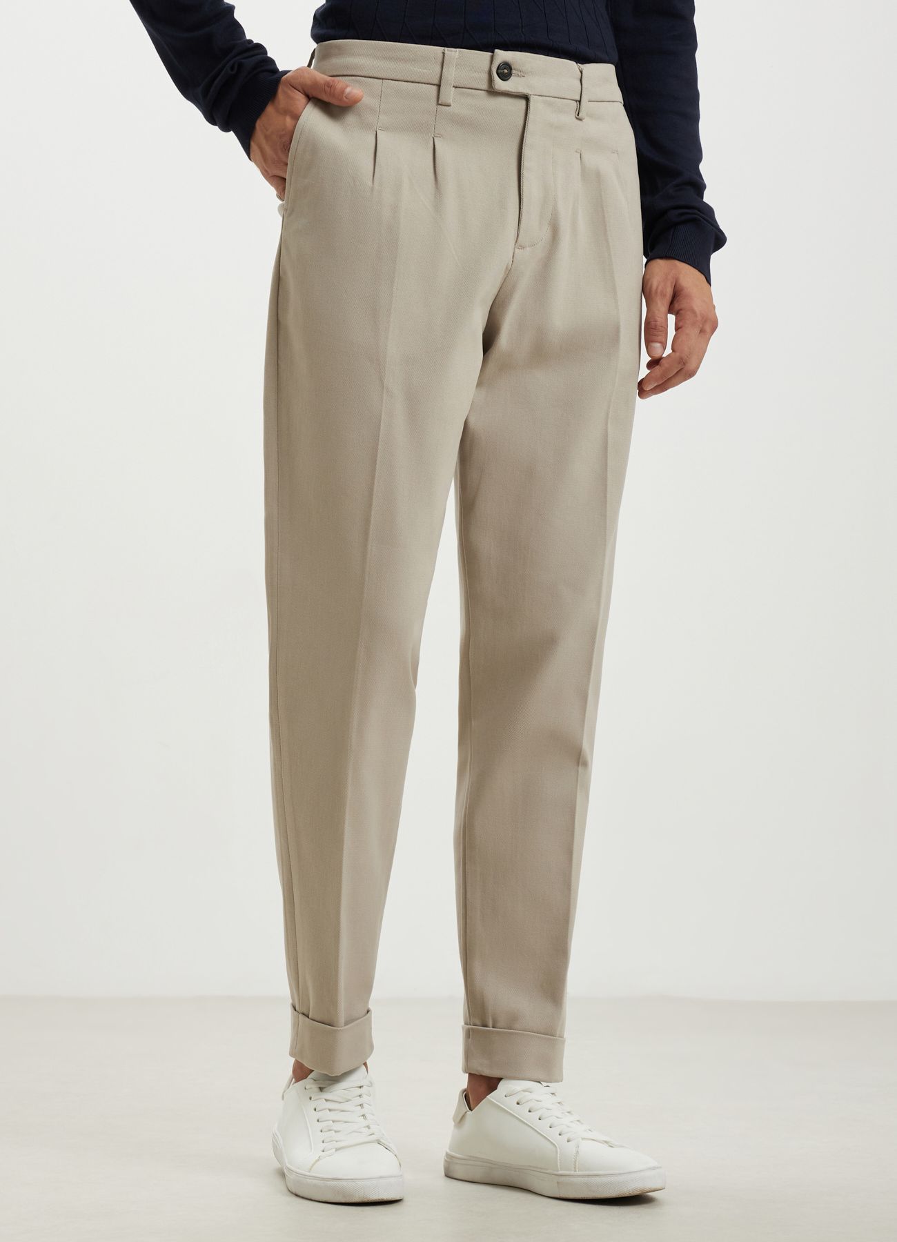 Long trousers solid-colour steel