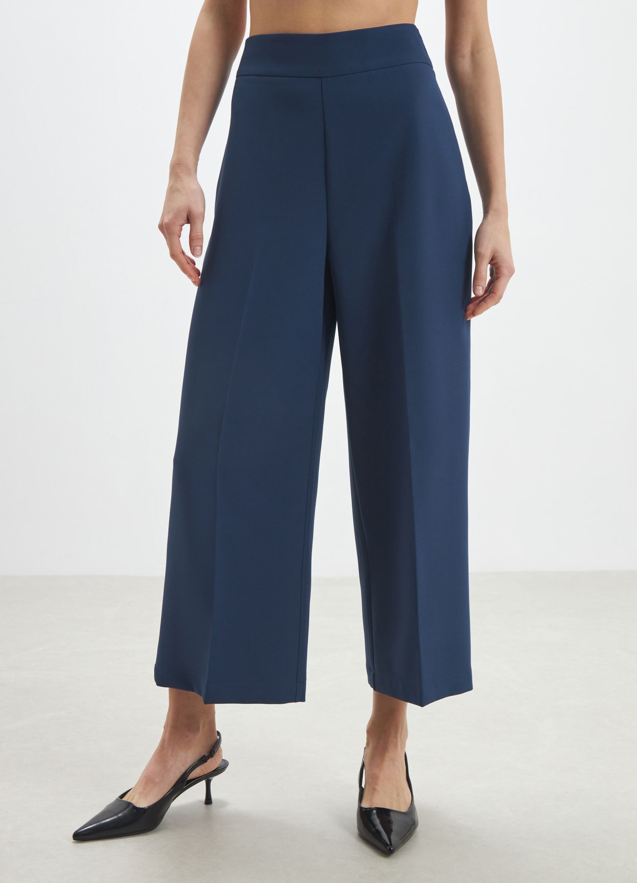 Pantalone palazzo cropped blu Calliope