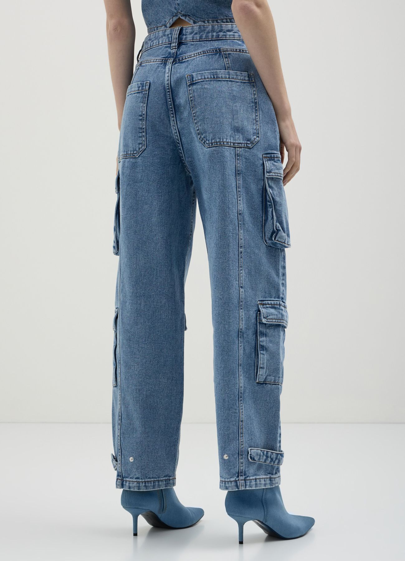 PJKD52112PMED CARGO WIDE MED S352 middle blue denim Calliope