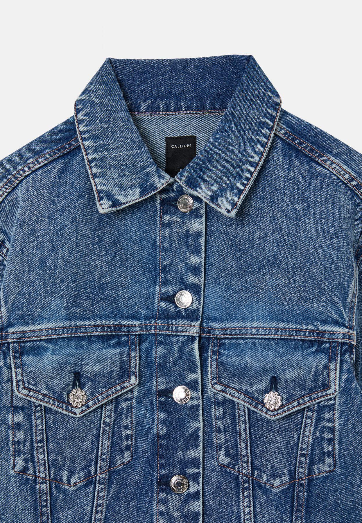 Denim crop jacket middle blue denim Calliope