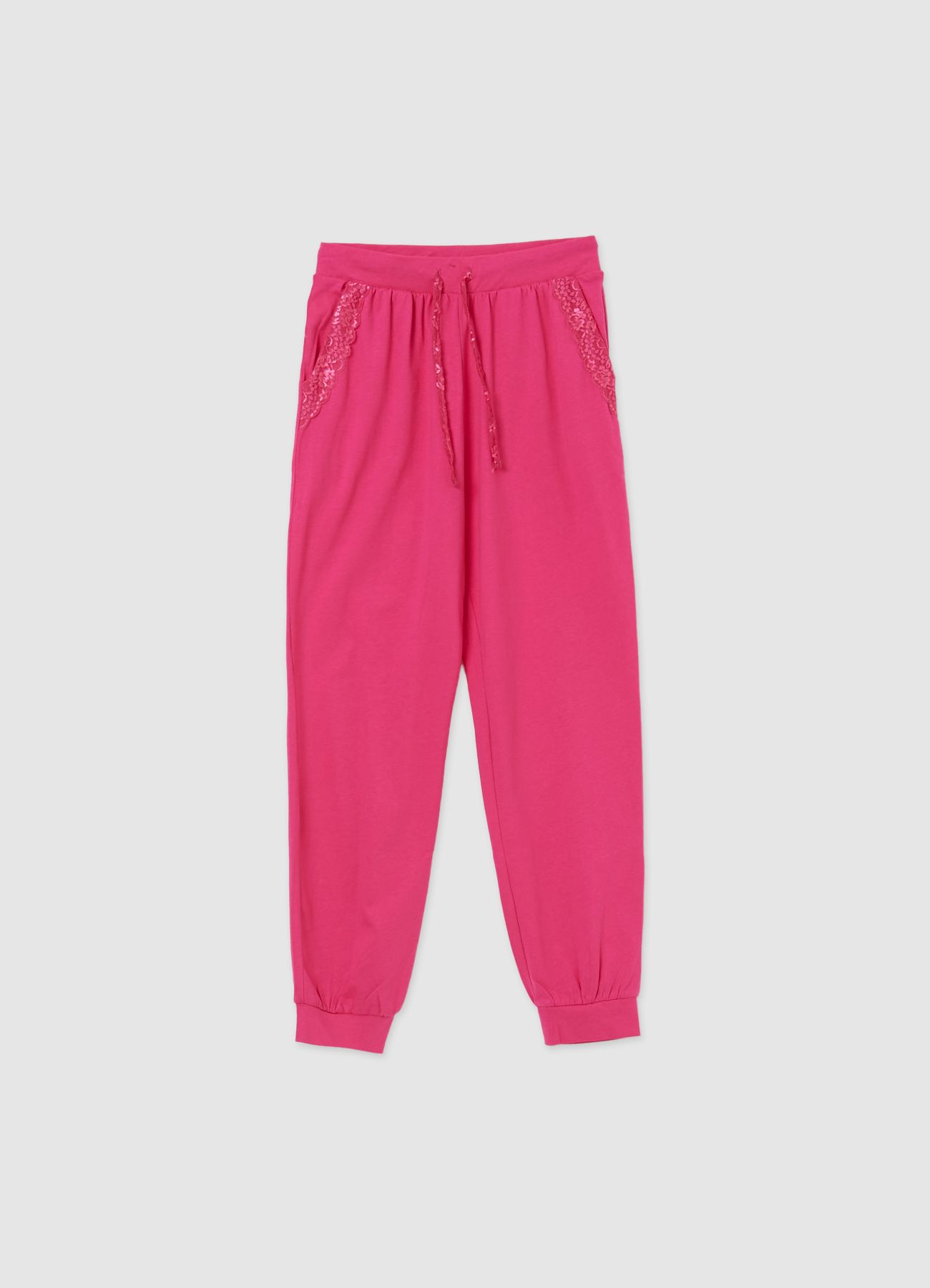 Lace tracksuit trousers fuxia light
