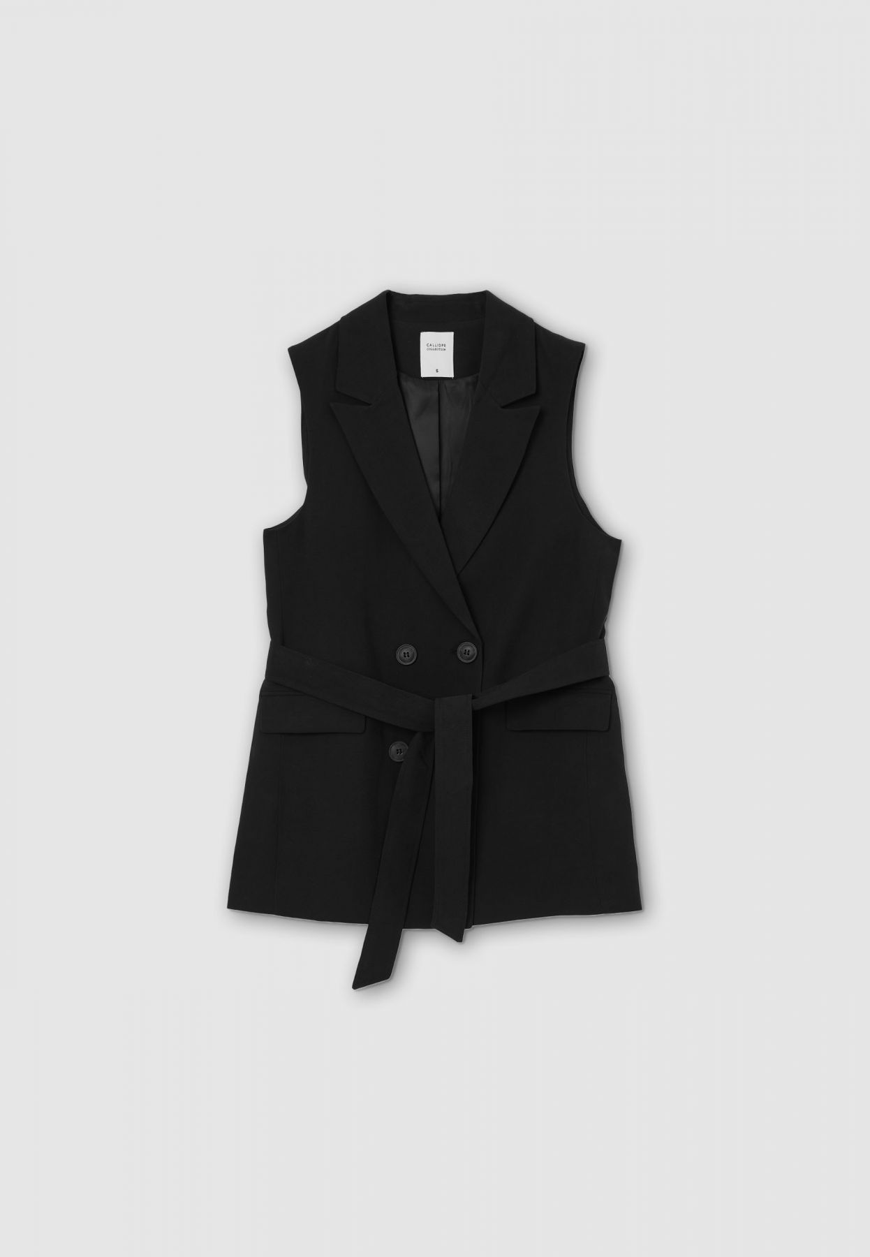 Double-breasted waistcoat with sash ultrablack | Calliope