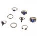 Pack 8 stone rings Silver