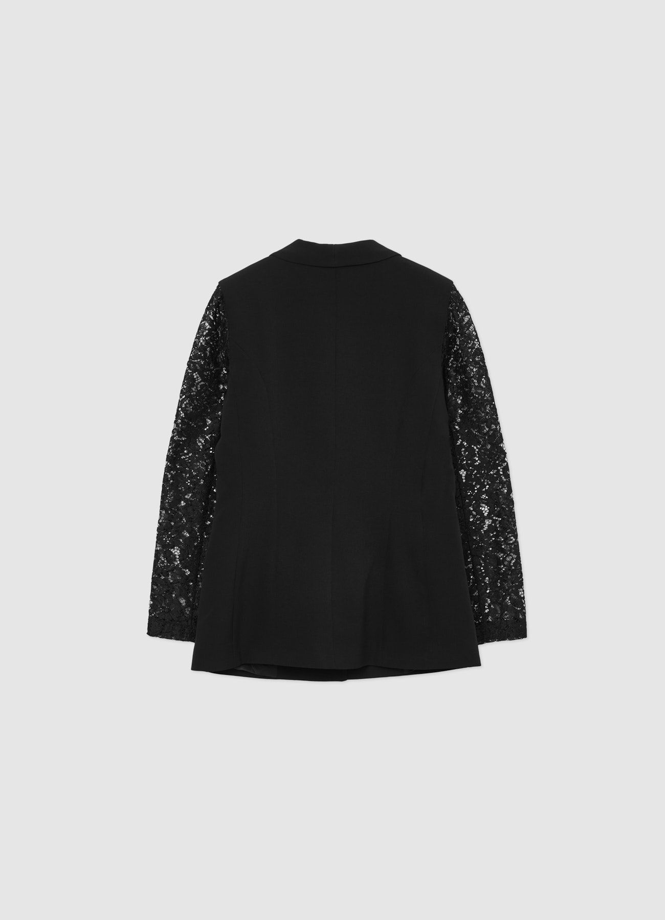 Single-breasted jacket with lace sleeves ultrablack | Calliope