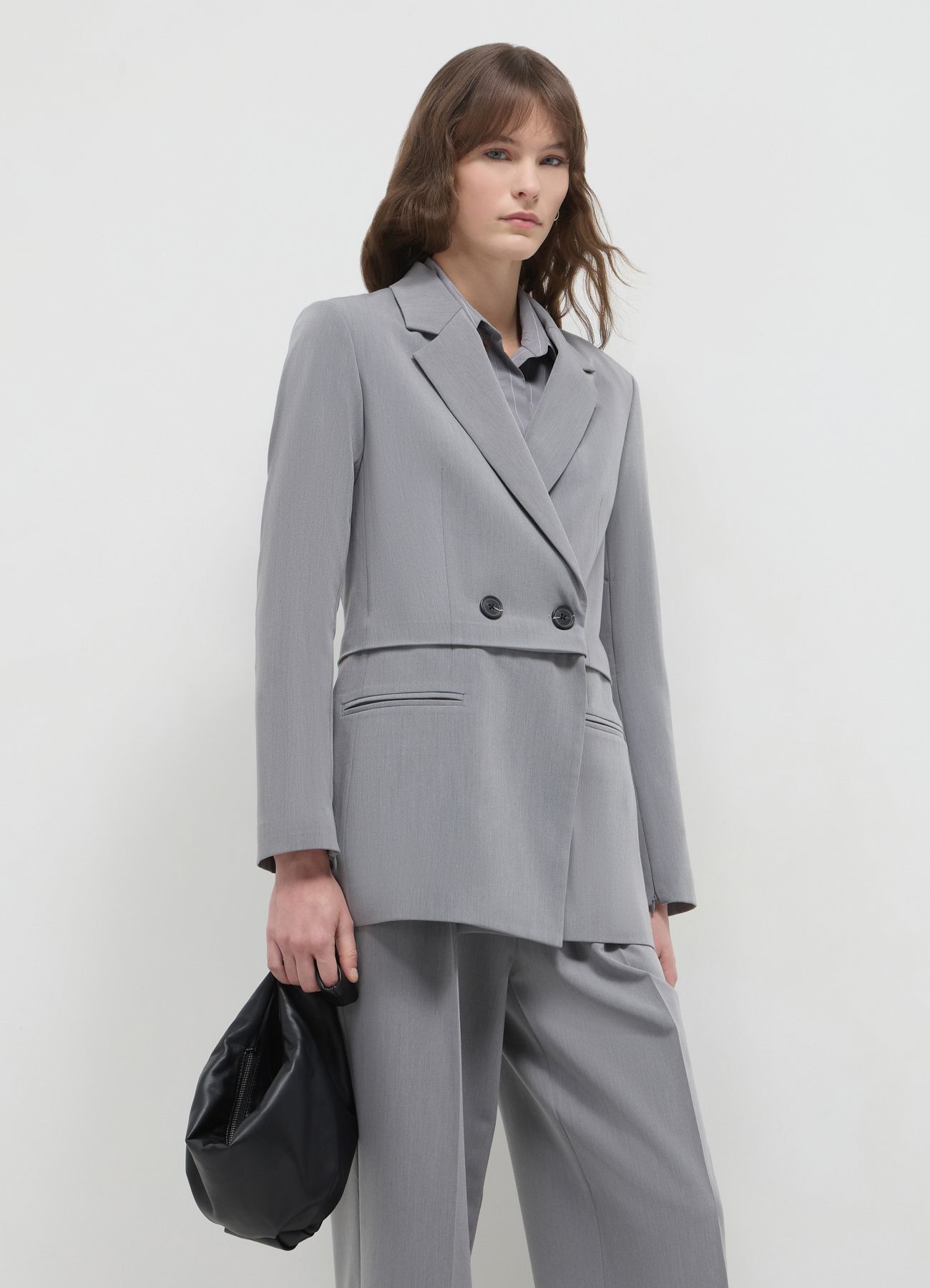 Melange double-breasted jacket grey smoke melange | Calliope