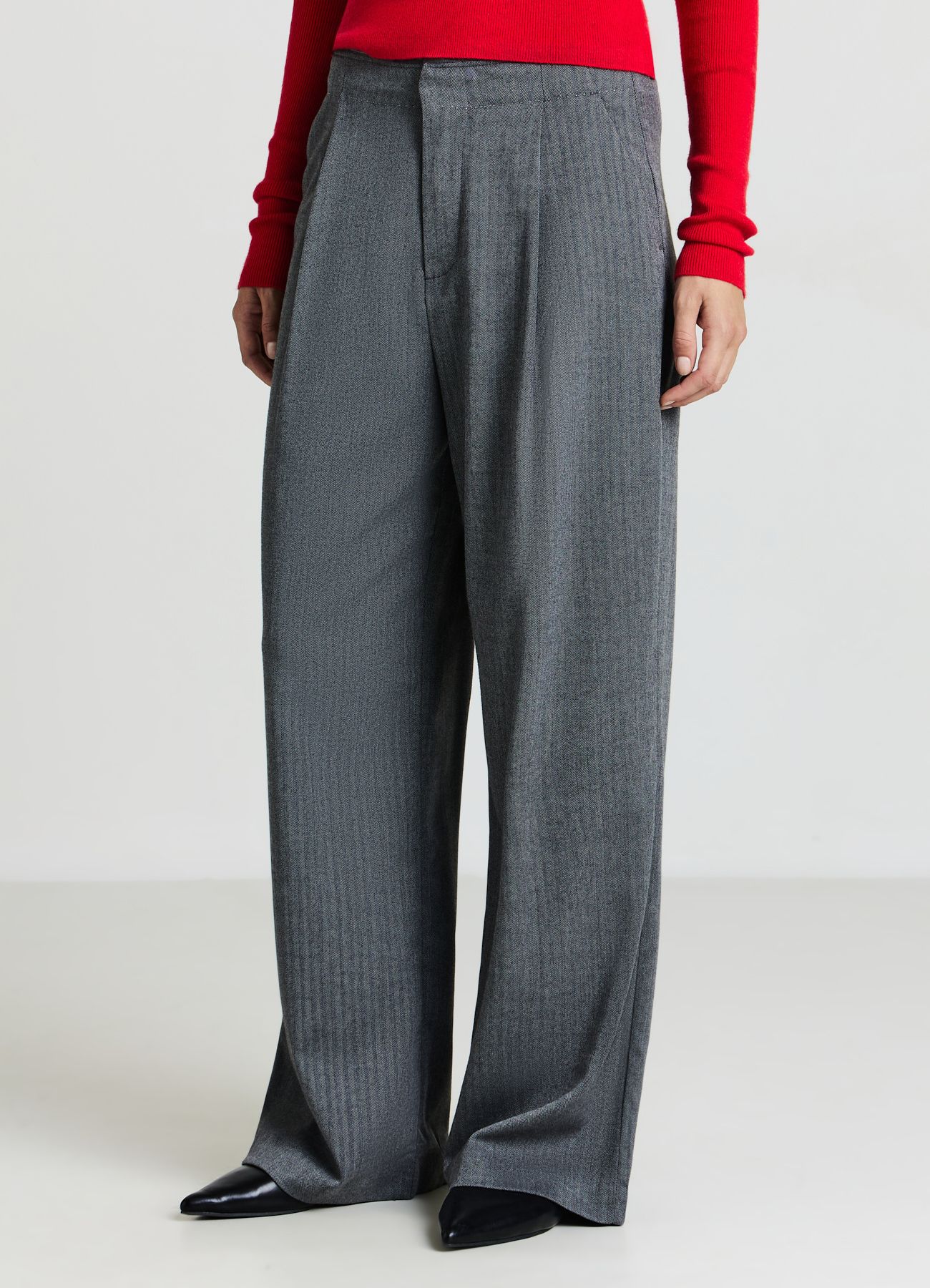 Herringbone palazzo trousers var antracite | Calliope Herringbone palazzo trousers var antracite | Calliope