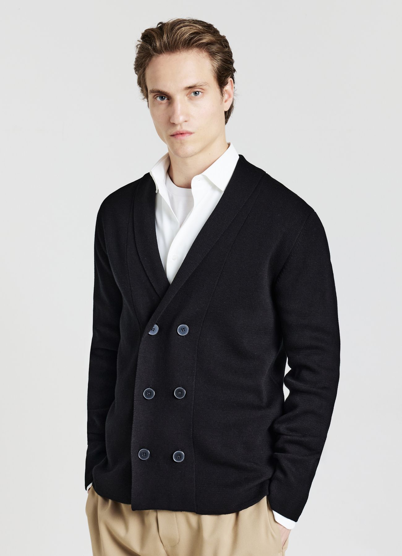 Double-breasted cardigan black | Calliope