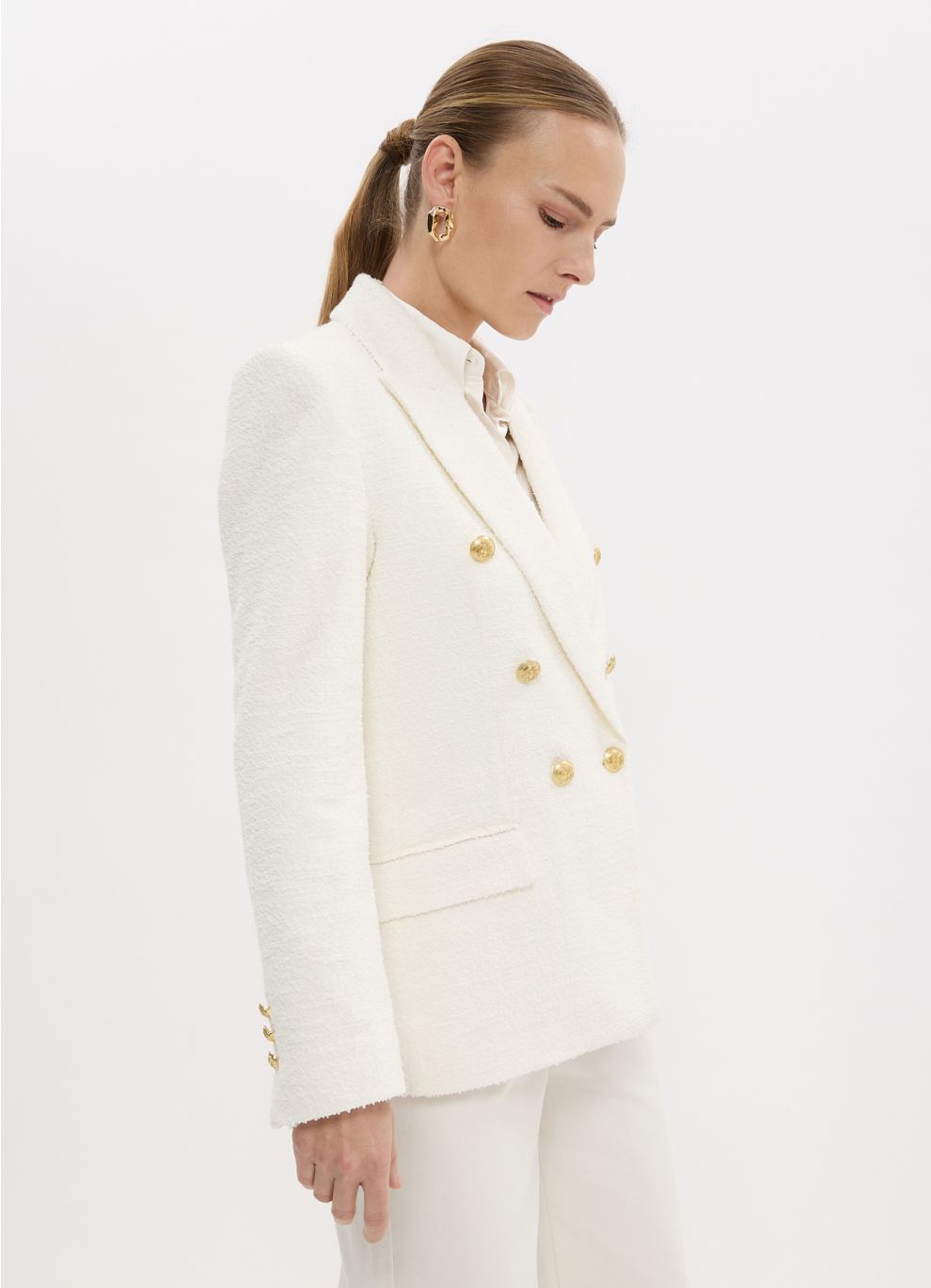 Giacca Tweed Donna Elegante - Open Front, Plaid, Blazer Casual Con Tasche - Foto 10